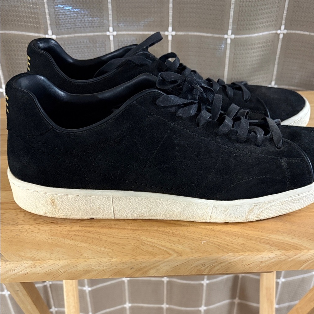 Nike Men's Black Suede Sneakers with White Sole
